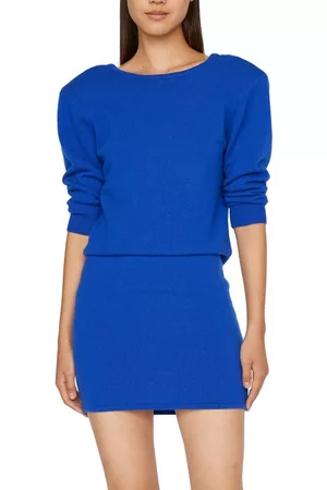 Frame Padded Shoulder Cashmere Blend Sweater Dress in Ultramarine at Nordstrom