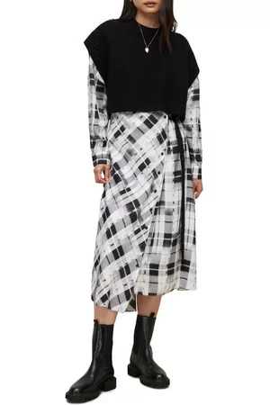 AllSaints Penny Crop Sweater & Dress in Ecru White/Black at Nordstrom
