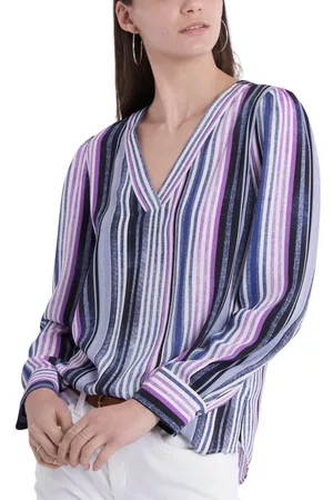 Vince Camuto Women Blouses - Stripe Long Sleeve Tunic Blouse in Cobalt Volt at Nordstrom