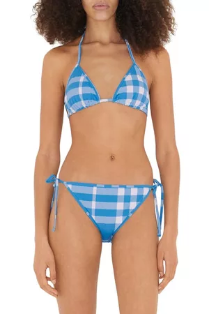 Burberry Cobb Check Two-Piece Swimsuit in Vivid Blue Ip Check at Nordstrom