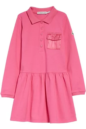 Moncler Kids' Long Sleeve Pocket Polo Dress in Pink at Nordstrom