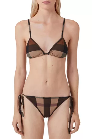Burberry Check Two-Piece Triangle Swimsuit in Dark Birch Brown Chk at Nordstrom