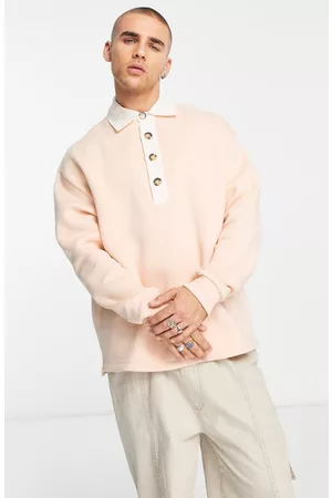 ASOS Oversize Polo Sweatshirt in Pink at Nordstrom