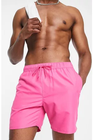 ASOS Men Swim Shorts - Mid Length Swim Trunks in Bright Pink at Nordstrom