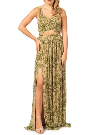 Dress The Population Evening dresses - Mirabella Cutout Evening Gown in Lime Green Multi at Nordstrom