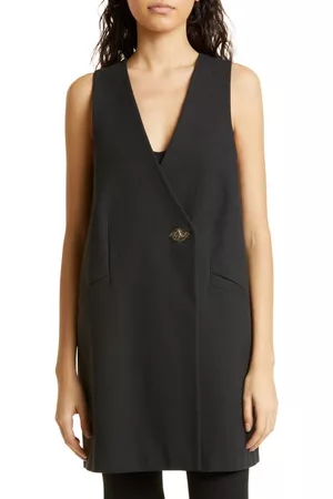 Ganni Women Tank Tops - Organic Cotton Suiting Vest in Black at Nordstrom