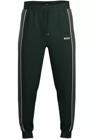 BOSS - Monogram-print tracksuit bottoms with signature-stripe tape