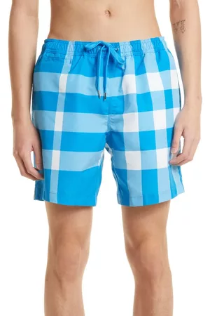 Burberry Martin Giant Check Swim Trunks in Vivid Blue Ip Check at Nordstrom