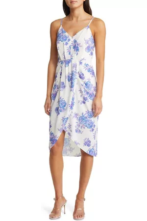 Chelsea Sleeveless Faux Wrap Dress in Ivory Garden at Nordstrom
