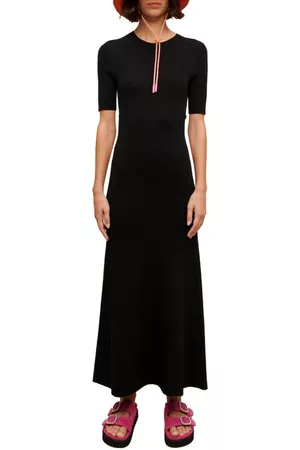 Maje Rinella Rib Knit Cutout Dress in Black at Nordstrom