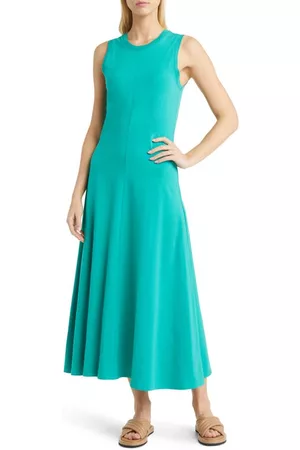 Nordstrom Women Sleeveless Dresses - Sleeveless Cotton Blend Dress in Green Enamel at