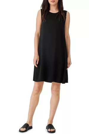 Eileen Fisher Women Shift Dresses - Silk Shift Dress in Black at Nordstrom