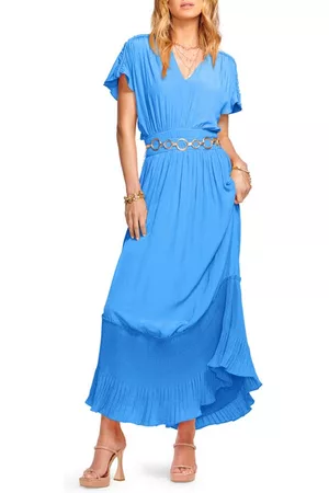 Ramy Brook Pleated Dresses - Cymone Pleated Braided Trim Dress in Lake at Nordstrom