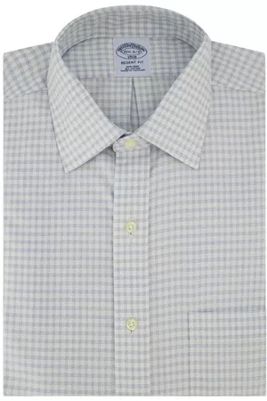 Brooks Brothers Women Casual Dresses - Hairline Non-Iron Dobby Dress Shirt in Chkwhtltblue at Nordstrom