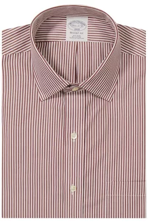 Brooks Brothers Women Casual Dresses - Candy Stripe Non-Iron Regent Fit Dress Shirt in Stripe Burgundy at Nordstrom