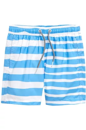BOARDIES Kids Swim Shorts - Kids' Stripe Swim Trunks in Blue/White at Nordstrom