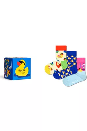 Happy Socks Kids' Bathtime Assorted 3-Pack Crew Socks Gift Box in Blue Multi at Nordstrom