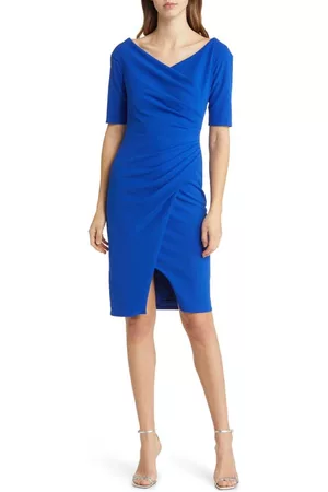 Tadashi Shoji Women Party Dresses - Ruched Crepe Cocktail Dress in Mystic Blue at Nordstrom