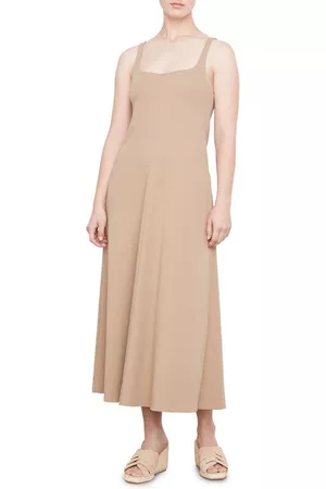 Vince Women Sleeveless Dresses - Sleeveless Stretch Cotton Trapeze Dress in Shale at Nordstrom