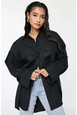 ASOS Men Casual Shirts - Oversize Button-Up Shirt in Black at Nordstrom