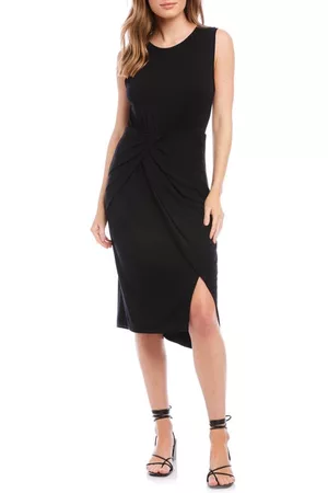 Karen Kane Women Asymmetrical Dresses - Asymmetric Drape Midi Dress in Black at Nordstrom
