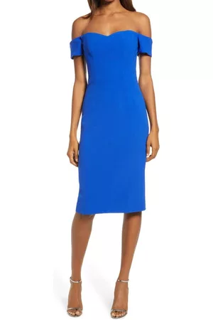 Dress The Population Women Strapless Dresses - Bailey Off the Shoulder Body-Con Dress in Electric Blue at Nordstrom