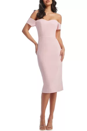 Dress The Population Women Strapless Dresses - Bailey Off the Shoulder Body-Con Dress in Vintage Pink at Nordstrom
