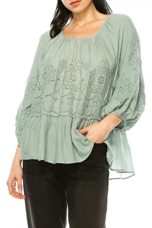 A Collective Story Women Lingerie Bodies - Eyelet Tiered Babydoll Top in Sage at Nordstrom