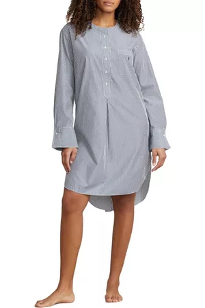 Ralph Lauren Women Tunics - Cotton Poplin Tunic Sleepshirt in Wide Stripes at Nordstrom