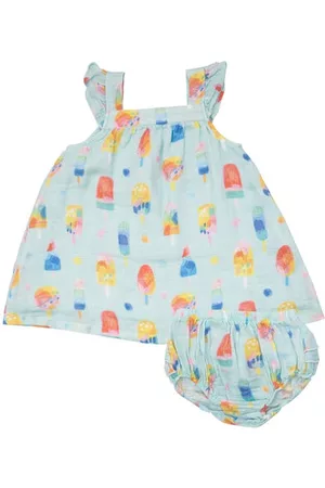 Angel Dear Printed Dresses - Popsicle Print Organic Cotton Dress & Bloomers in Teal Multi at Nordstrom
