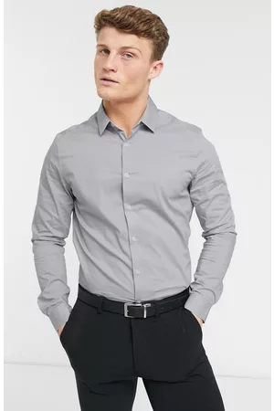 ASOS Shirts - Slim Fit Stretch Button-Up Shirt in Grey at Nordstrom