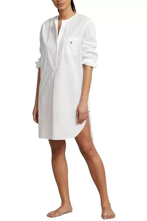 Ralph Lauren Women Tunics - Cotton Poplin Tunic Sleepshirt in White Cloud at Nordstrom