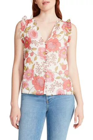 Steve Madden Women Vintage T-Shirts - Loretta Floral Button-Up Blouse in Vintage Rose at Nordstrom