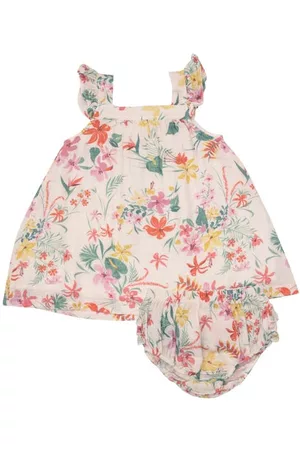 Angel Dear Printed Dresses - Leilani Floral Print Organic Cotton Dress & Bloomers Set in Ivory Multi at Nordstrom