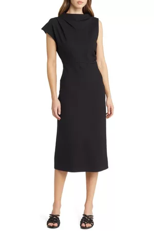 Nordstrom Women Asymmetrical Dresses - Asymmetric Sleeve Sheath Dress in Black at Nordstrom