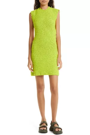 Ganni Women Knitted Dresses - Open Back Knit Dress in Lime Punch at Nordstrom