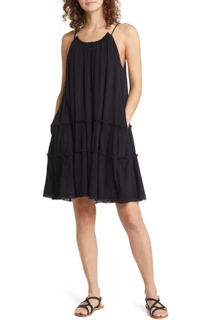 Treasure & Bond Women Casual Dresses - Cotton Blend Swing Dress in Black at Nordstrom