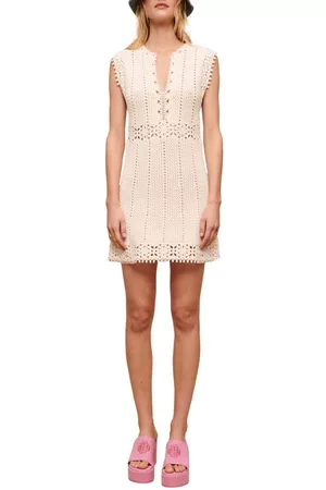 Maje Women Casual Dresses - Rebelle Crochet Trim Sweater Dress in Natural at Nordstrom