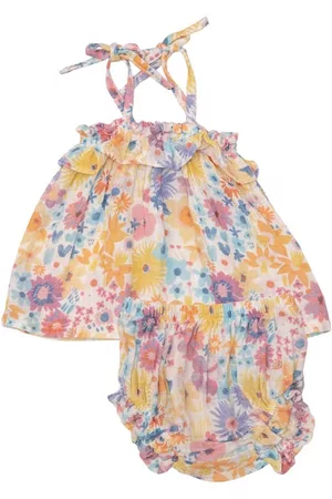Angel Dear Printed Dresses - Painty Bright Floral Organic Cotton Dress & Bloomers Set in Multi at Nordstrom