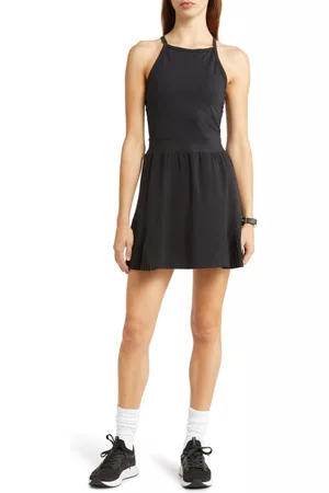 Zella Pleated Dresses - Pleated Flutter Tennis Dress in Black at Nordstrom