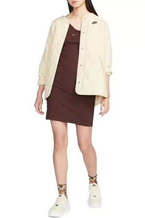 Nike Women Asymmetrical Dresses - Sportswear Asymmetric Strap Dress in Earth/Plmecl at Nordstrom