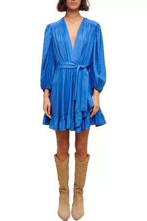 Maje Women Long Sleeve Dresses - Ribleu Long Sleeve Fit & Flare Dress in Blue at Nordstrom