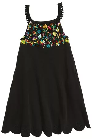 L'ovedbaby Printed Dresses - Embroidered Scallop Dress in Black Floral at Nordstrom
