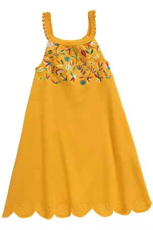 L'ovedbaby Printed Dresses - Embroidered Scallop Dress in Tangerine Floral at Nordstrom