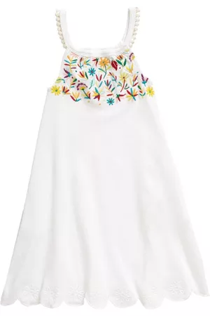 L'ovedbaby Printed Dresses - Embroidered Scallop Dress in White Floral at Nordstrom