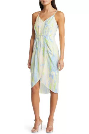 Chelsea Women Sleeveless Dresses - Sleeveless Faux Wrap Dress in Lime Melt at Nordstrom