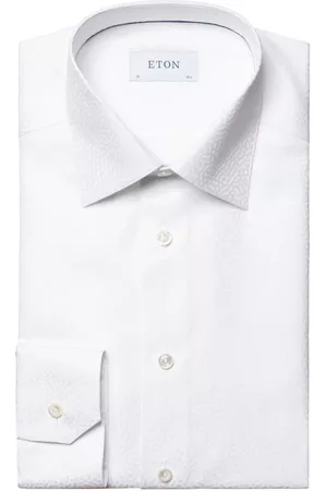 Eton Women Casual Dresses - Contemporary Fit Geometric Jacquard Dress Shirt in White at Nordstrom