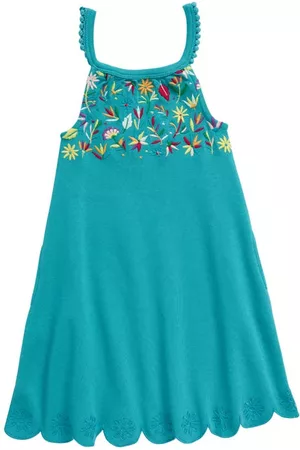 L'ovedbaby Printed Dresses - Embroidered Scallop Dress in Teal Floral at Nordstrom