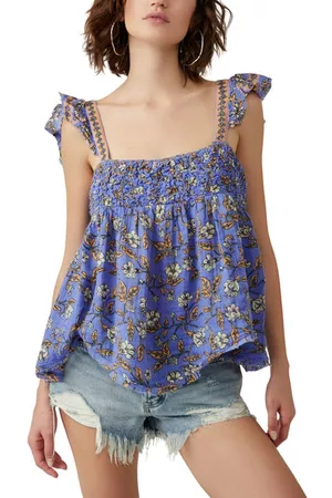 Free People Women Lingerie Bodies - Nala Print Babydoll Tank in Blue Combo at Nordstrom