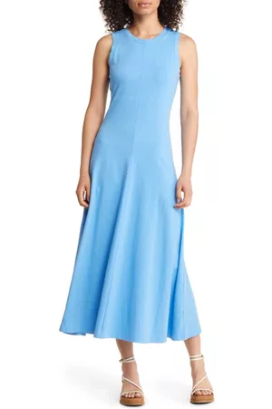 Nordstrom Women Sleeveless Dresses - Sleeveless Cotton Blend Dress in Blue Maya at